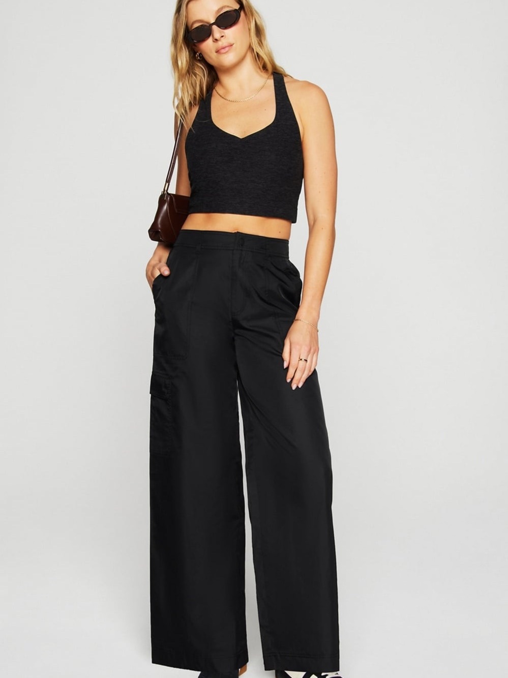 Fabletics Black Wide-Leg Cargo Trousers
